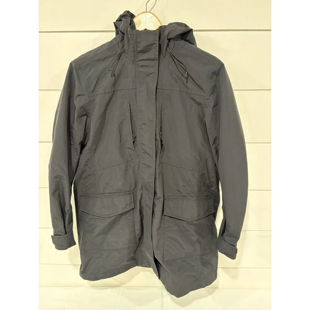 LANDS' END Squall Youth Parka Winter Coat w/ Hood Boys Size M 10-12 JACKET Black
